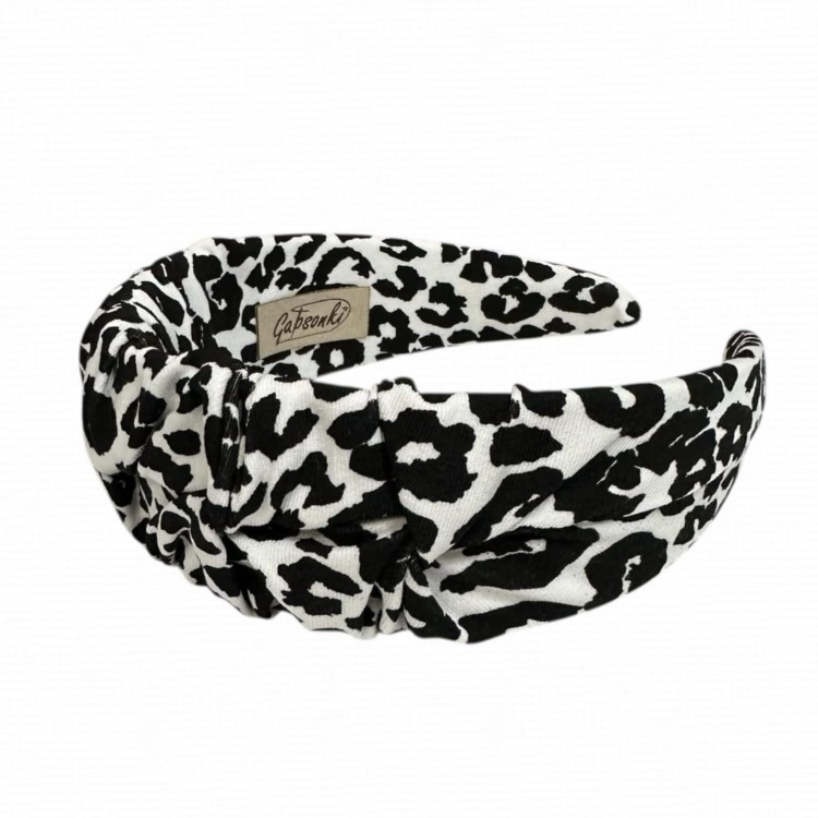 Opaska do włosów panterka czarno-biała