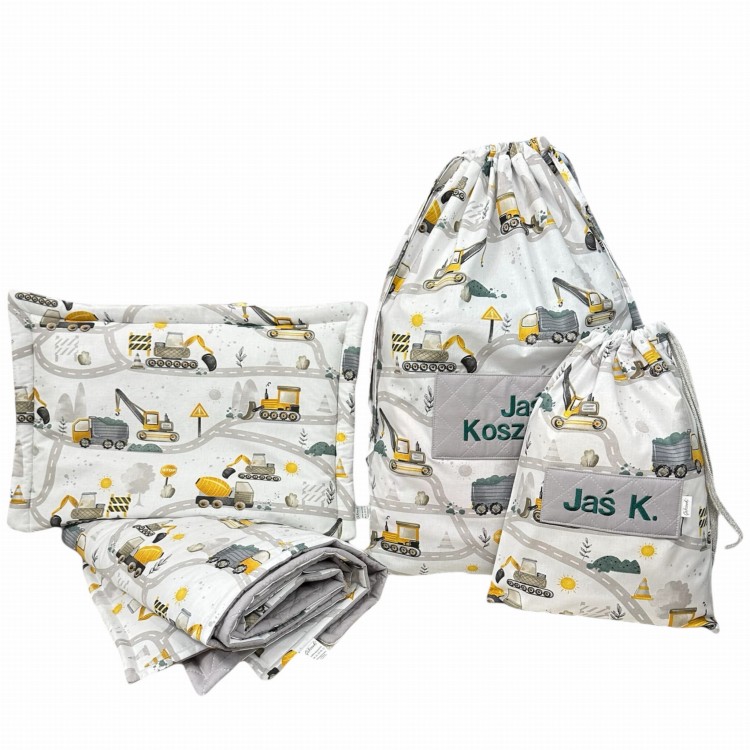 zestaw pościeli do przedszkola żłobka chłopięcy w koparki