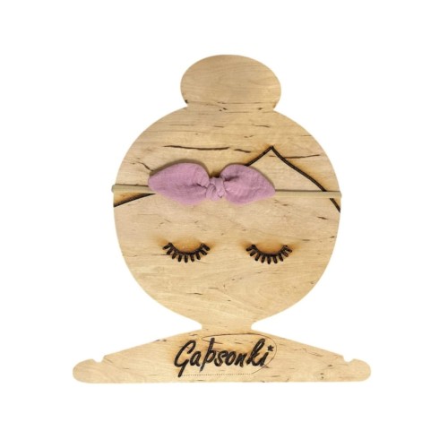 opaska bezuciskowa dla dziewczynki kokardka muślinowa róż.JPEG