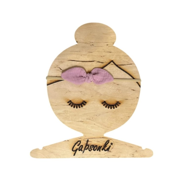 opaska bezuciskowa dla dziewczynki kokardka muślinowa róż.JPEG