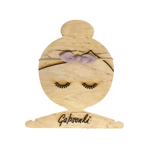 opaska bezuciskowa dla dziewczynki kokardka lniana brudny róż.JPEG