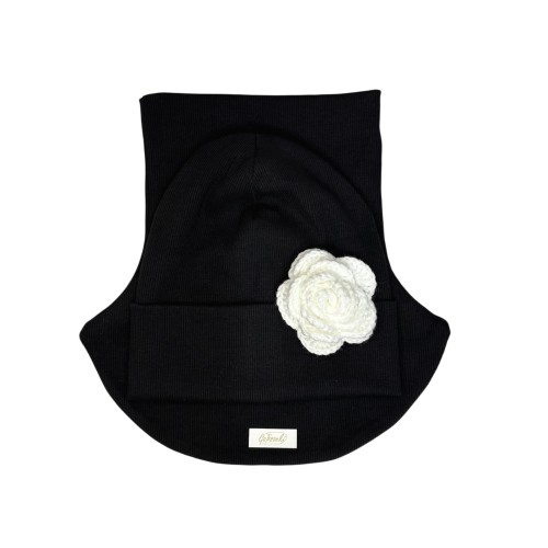 Zestaw jesienny prązkowany, czapka komin czarny