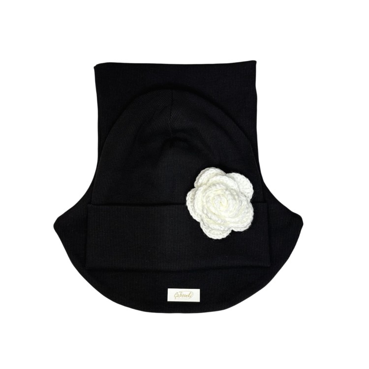 Zestaw jesienny prązkowany, czapka komin czarny