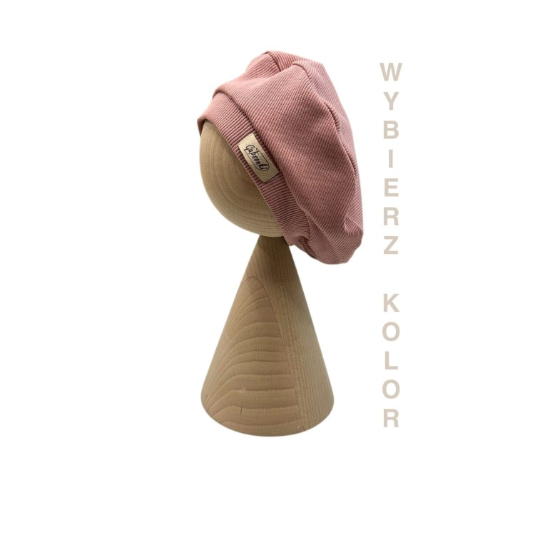 Beret jesienny dla dziewczynki, dwuwarstwowy kolory