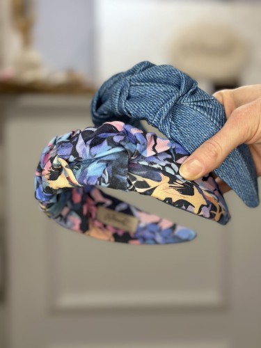 Opaska do włosów jeans i maziaje