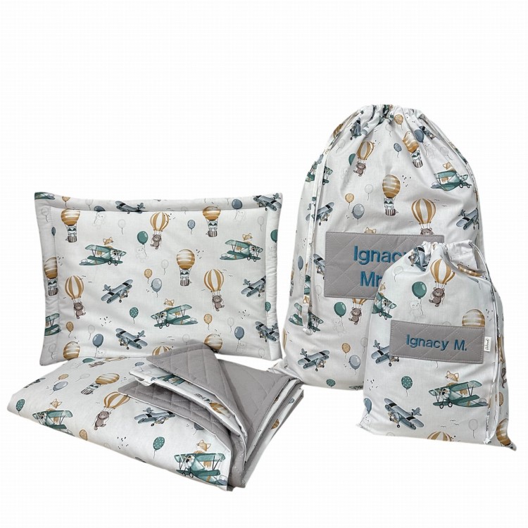 Pościel do przedszkola żłobka dla chłopca | samoloty i balony