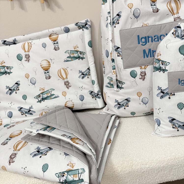 Pościel do przedszkola żłobka dla chłopca | samoloty i balony