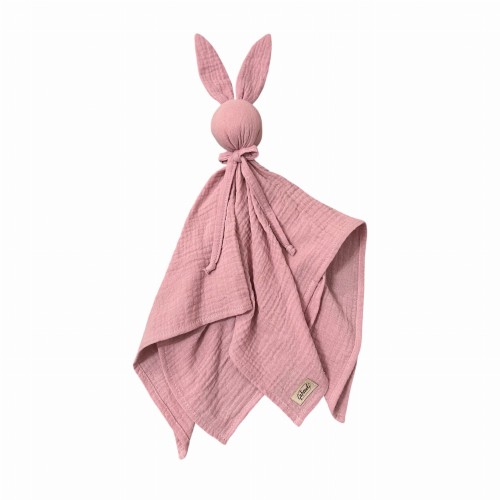 Przytulanka Królik dla niemowlaka | pieluszka muślinowa | Brudny róż