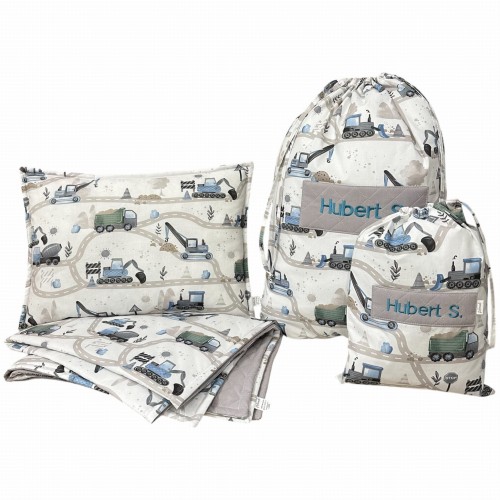 Pościel do przedszkola żłobka dla chłopca | Koparki niebieskie