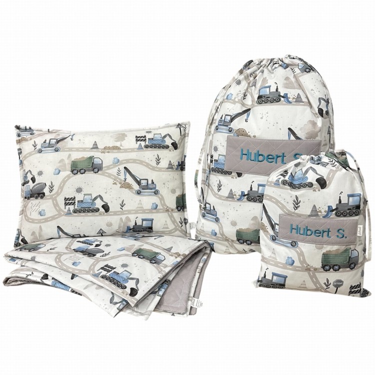 Pościel do przedszkola żłobka dla chłopca | Koparki niebieskie