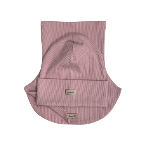 Czapka i komin dziewczęcy w kolorze brudnego różu, różne rozmiary, zestaw na jesień