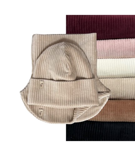 Zestaw zimowy welurowy młodzieżowy dla kobiety i mężczyzny czapka i komin