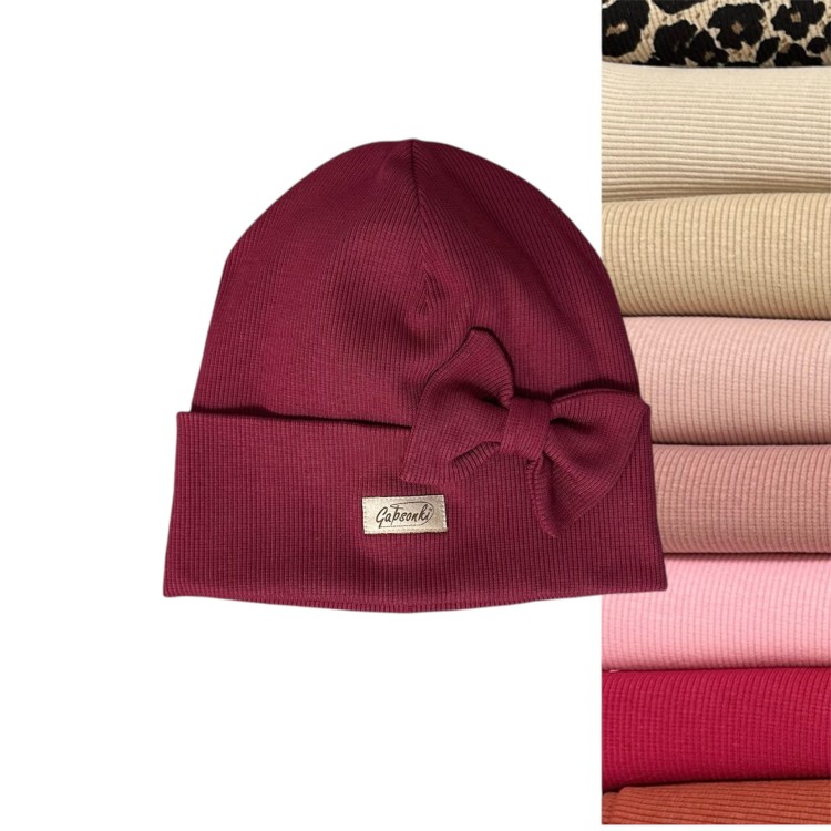 Czapka z kokardką | dwuwarstwowa | dla dziewczynki | różne kolory i rozmiary (id: 498)