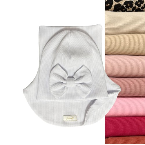 Czapka prosta z kokardą | komino-golf | zestaw dla dziewczynki | dwuwarstwowy | różne kolory i rozmiary