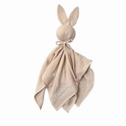 Prezent dla dziecka pamiątka Przytulanka pieluszka królik dla niemowlaka Handmade haft własne imię personalizacja beżowy