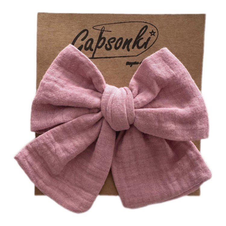 Spinka do włosów | kokardka muślinowa | Brudny róż