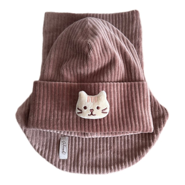 zestaw zimowy welur bawełniany czapka i komin golf dla chlopca i dziewczynki