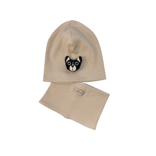 zestaw wiosenny mops czapka z pieskiem komin.JPG