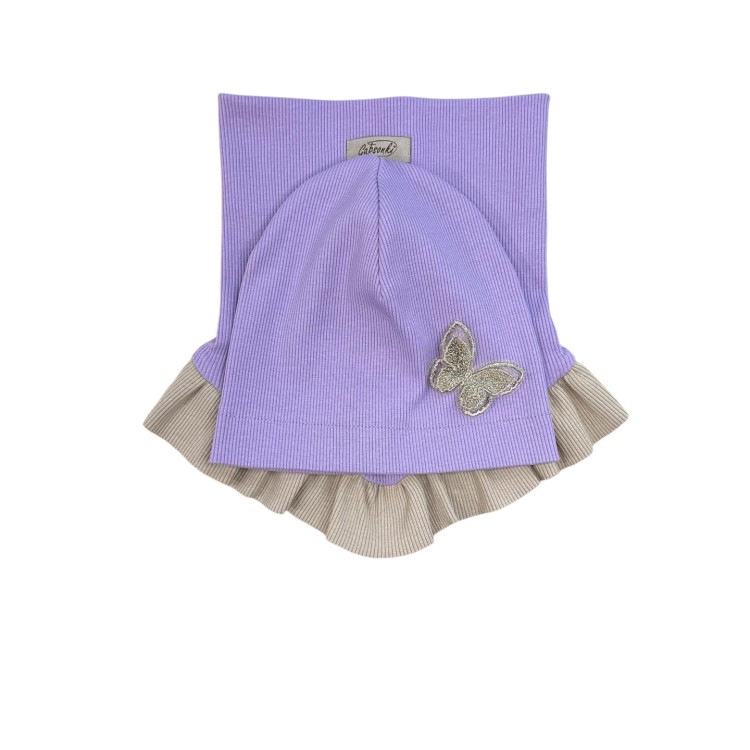 Czapka z motylkiem, chusta zestaw wiosenny dla dziewczynki.JPG