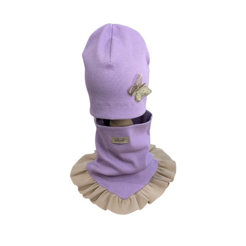 zestaw wiosenny dla dziewczynki czapka z motylkiem chusta.JPG