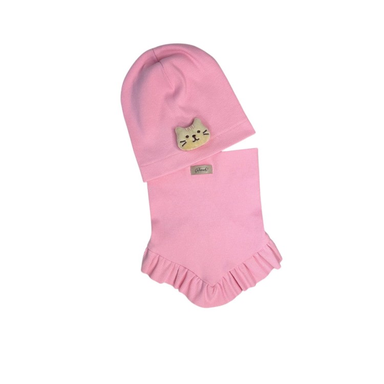 czapka chusta dla dziewczynki wiosna róż.JPG