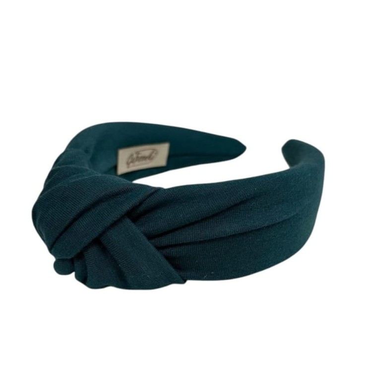 opaska do włosów z supełkiem dla kobiety dziewczynki butelkowa zieleń.JPG