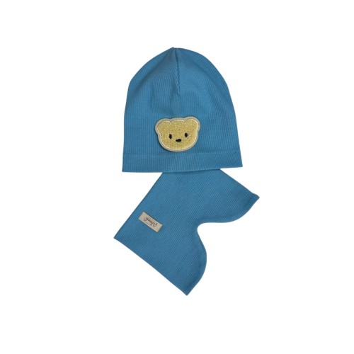 komplet wiosenny chłopiecy z misiem smerfowy2.JPG