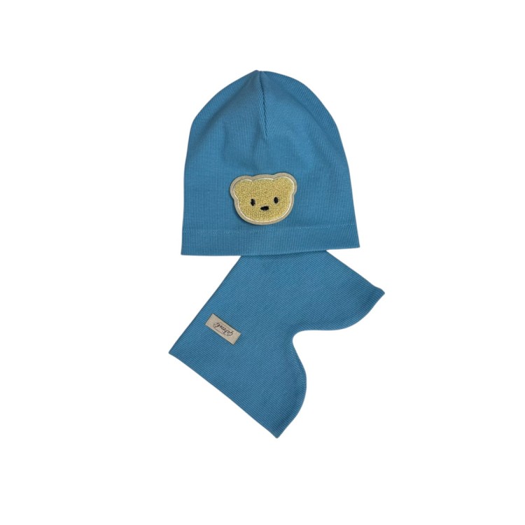 komplet wiosenny chłopiecy z misiem smerfowy2.JPG