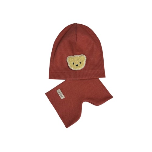 komplet wiosenny chłopiecy z misiem terakota2.JPG