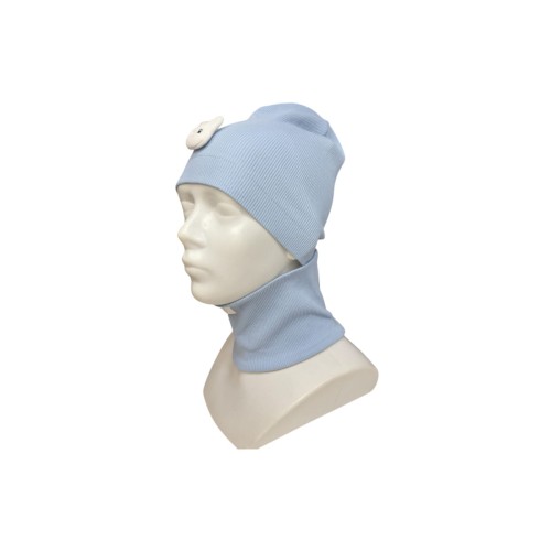 Zestaw czapka komin wiosenny dziecięcy błękit z króliczkiem.JPG