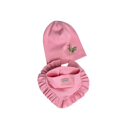 zestaw czapka z motylkiem komino chusta z falbanką dla dziewczynki na wiosnę2.JPEG