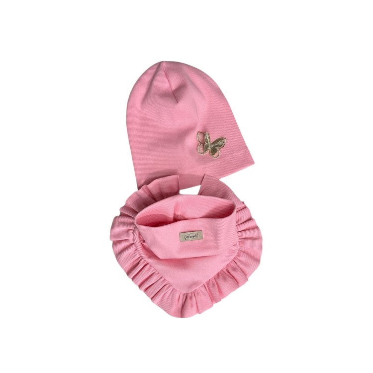 zestaw czapka z motylkiem komino chusta z falbanką dla dziewczynki na wiosnę2.JPEG